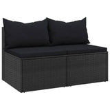Vidaxl tuinmiddenbanken met kussens 2 st poly rattan zwart