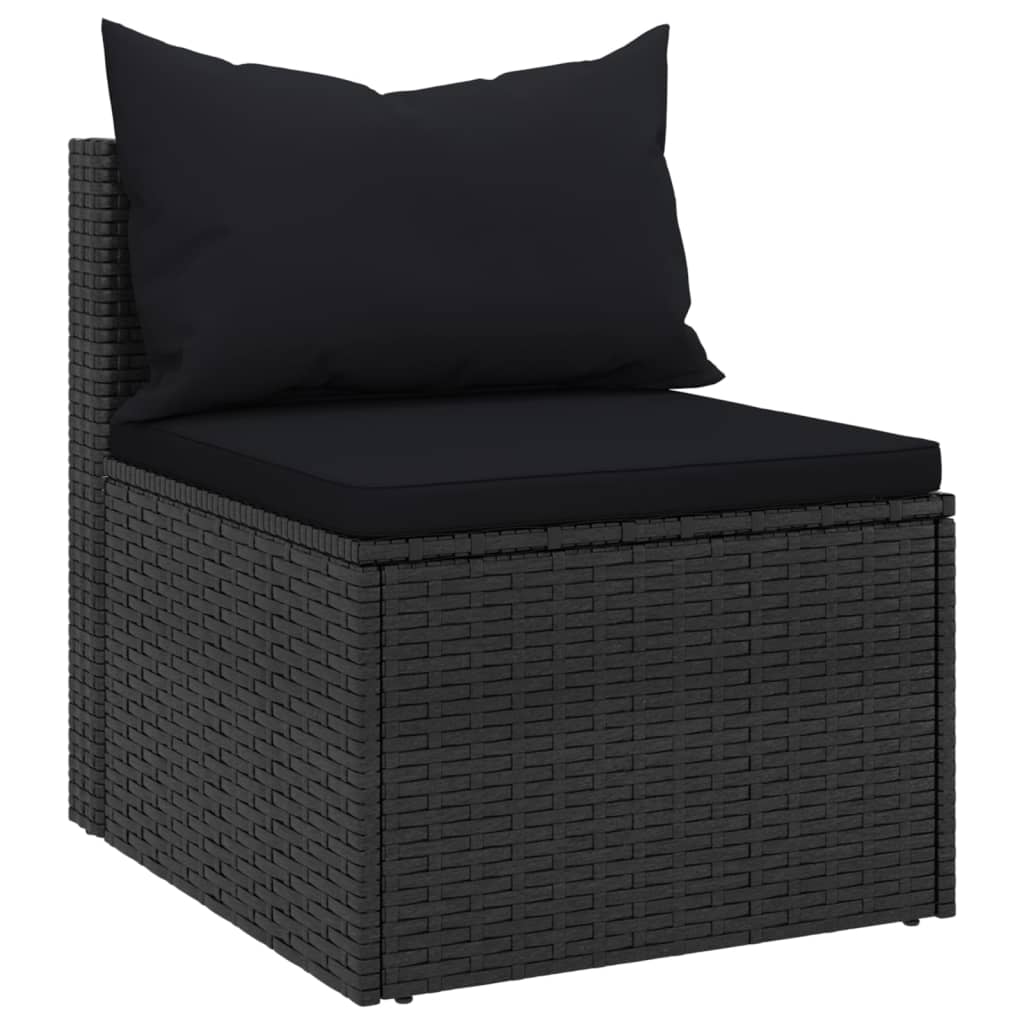 Vidaxl tuinmiddenbanken met kussens 2 st poly rattan zwart