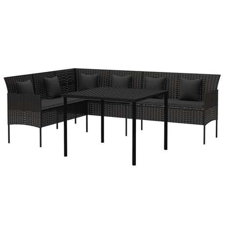 Vidaxl 2-delige tuinset met kussens poly rattan zwart