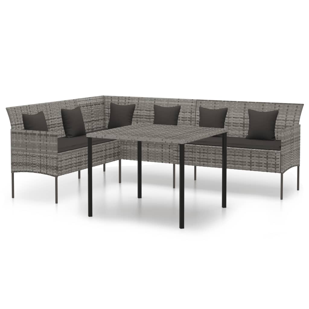 Vidaxl 2-delige tuinset met kussens poly rattan grijs
