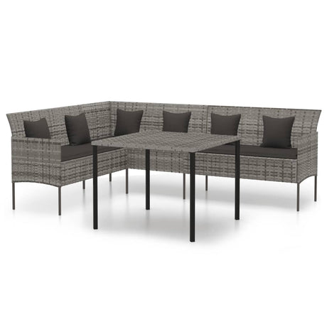 Vidaxl 2-delige tuinset met kussens poly rattan grijs