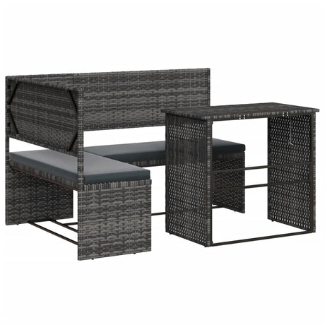 Vidaxl tuinbank met tafel en kussens l-vormig poly rattan grijs