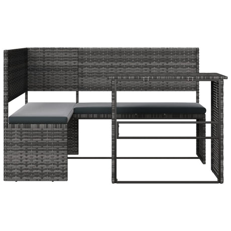 Vidaxl tuinbank met tafel en kussens l-vormig poly rattan grijs