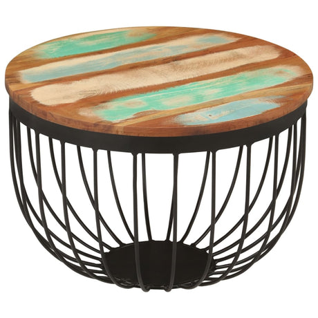 Vidaxl salontafel ø 50x35 cm massief gerecycled hout en staal
