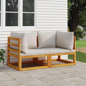 Vidaxl hoekbanken 2 st sectioneel met kussens acaciahout lichtgrijs