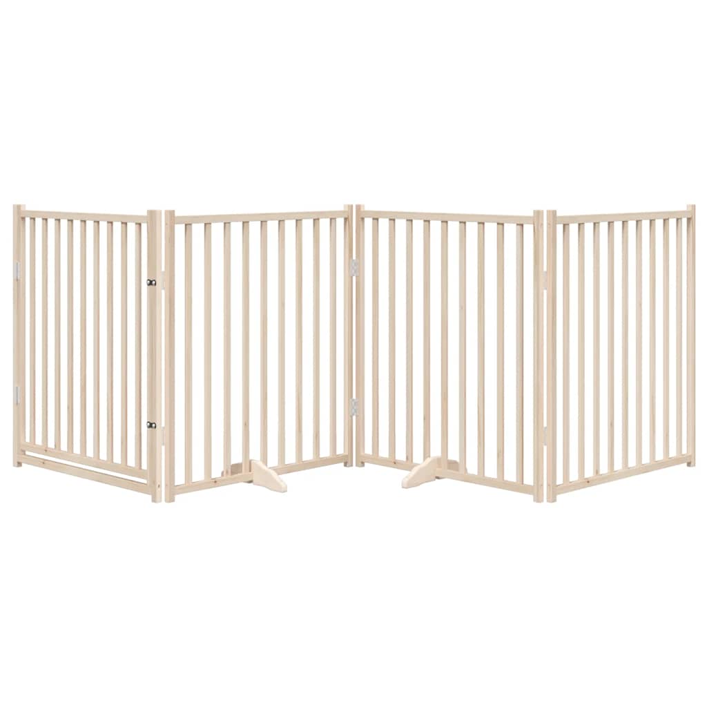 Vidaxx faltbares Hundegitter mit Tür, 4 Paneele, 320 cm, massives Kiefernholz