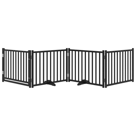 Vidaxl hondenhek inklapbaar 4 panelen 320 cm massief vurenhout zwart