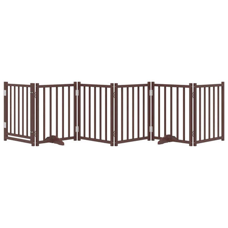 Vidaxl faltbares Hundegitter, 6 Paneele, 300 cm, massive Kiefer, braune Eiche
