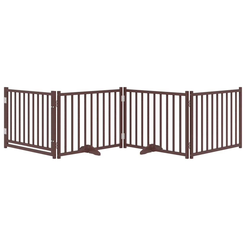 VidaXL Zusammenklappbarer Hundezaun, 4 Paneele, 320 cm, massive Kiefer, braune Eiche
