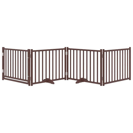 VidaXL Zusammenklappbarer Hundezaun, 4 Paneele, 320 cm, massive Kiefer, braune Eiche