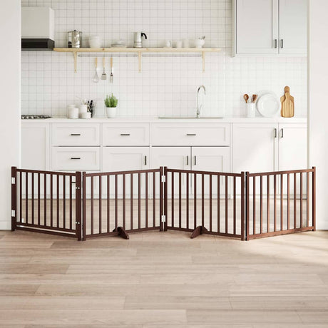 VidaXL Zusammenklappbarer Hundezaun, 4 Paneele, 320 cm, massive Kiefer, braune Eiche