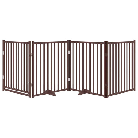 Vidaxl faltbares Hundegitter, 4 Paneele, 320 cm, massive Kiefer, braune Eiche