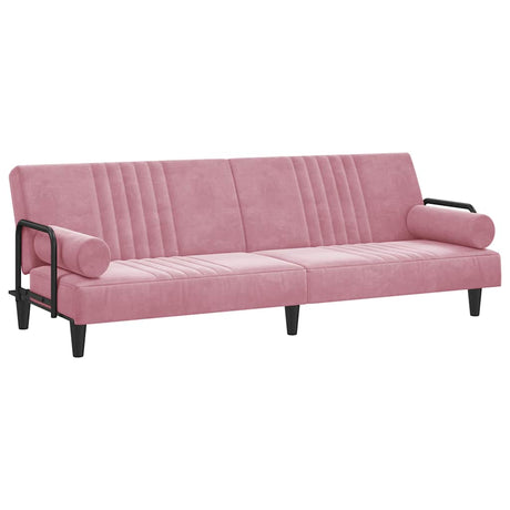 Vidaxl slaapbank met armleuningen fluweel roze