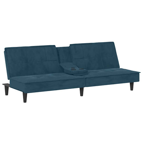 Vidaxl slaapbank met bekerhouders fluweel blauw