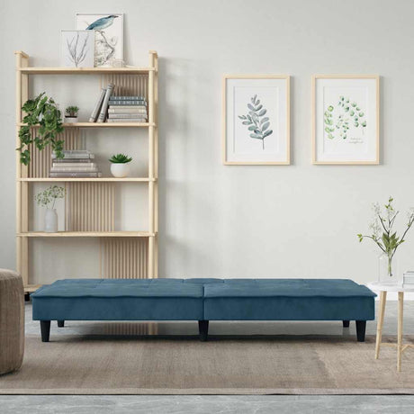 Vidaxl slaapbank met bekerhouders fluweel blauw
