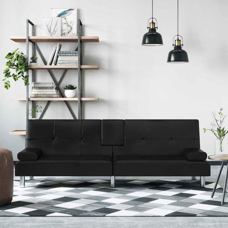 Vidaxl slaapbank met bekerhouders kunstleer zwart