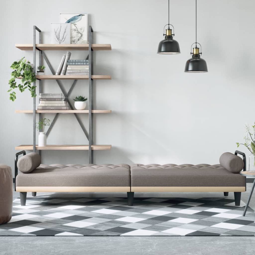 Vidaxl slaapbank met armleuningen stof taupe