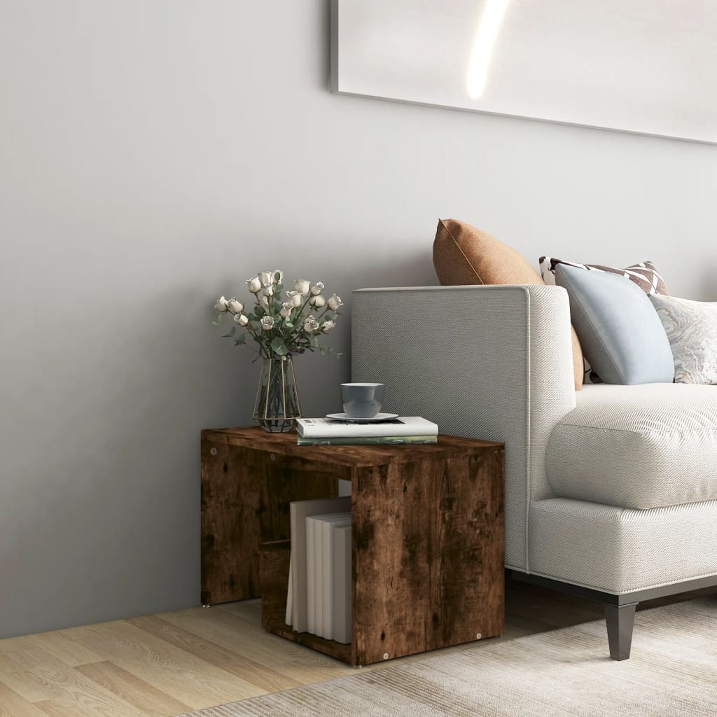 Vidaxl bijzettafel 59x36x38 cm bewerkt hout gerookt eikenkleurig