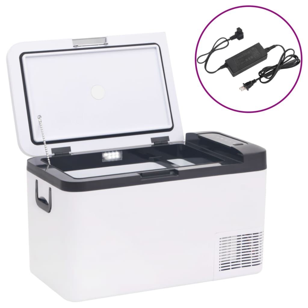 VidaXL Kühlbox mit Griff und Adapter 18 L PP PE Schwarz und Weiß