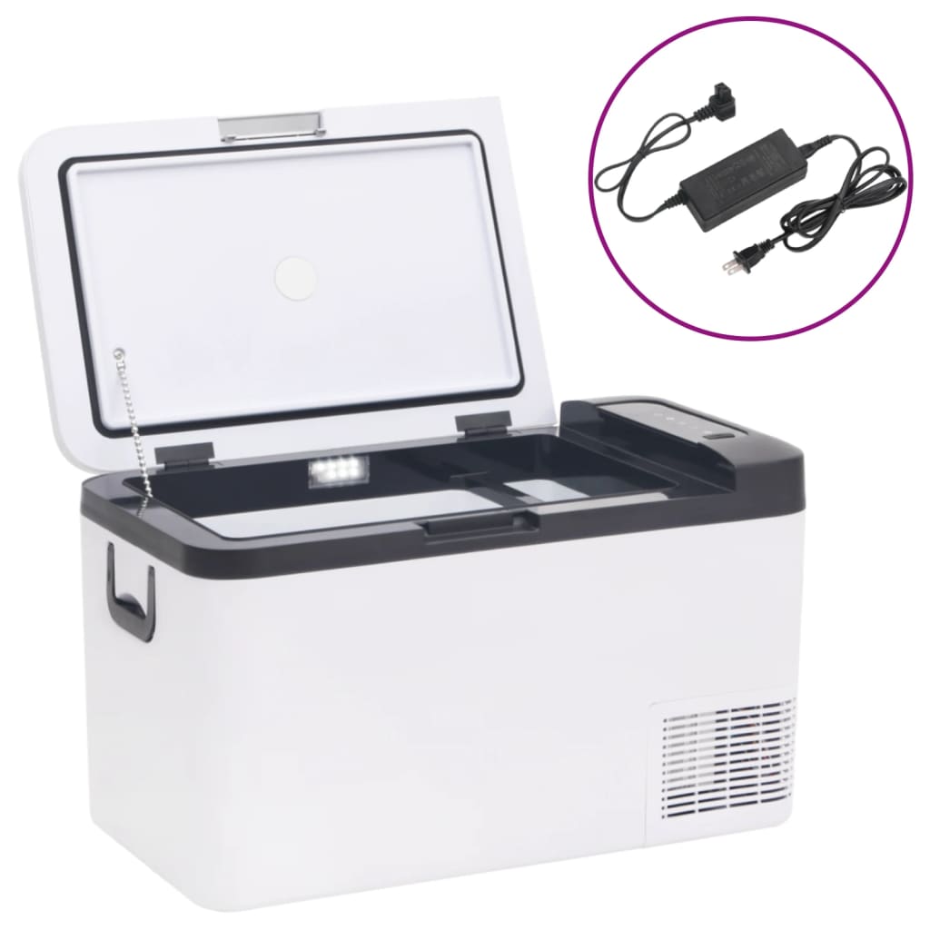 VidaXL Kühlbox mit Griff und Adapter 25 L PP PE Schwarz und Weiß