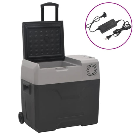 Vidaxx Kühlbox mit Rollen und Adapter 40 l Polypropylen schwarz und grau