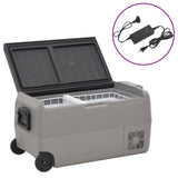 VidaXL Kühlbox mit Rollen und Adapter 60 L PP und PE Schwarz und Grau