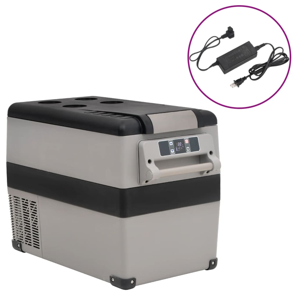 VidaXL Kühlbox mit Griff und Adapter 45 L PP PE Schwarz und Grau