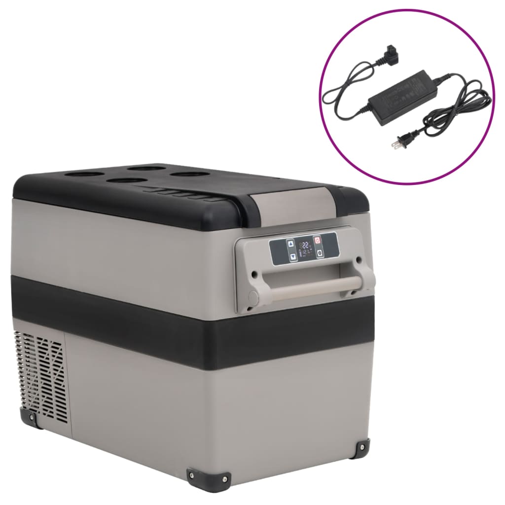 VidaXL Kühlbox mit Griff und Adapter 55 L PP PE Schwarz und Grau