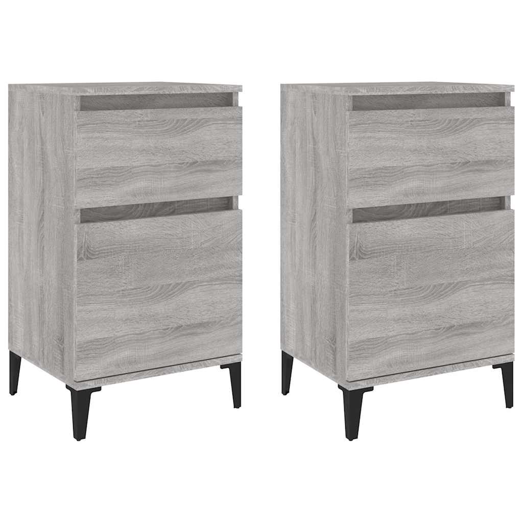 Vidaxl nachtkastjes 2 st 40x35x70 cm bewerkt hout grijs sonoma eiken