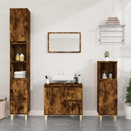 Vidaxl badkamerkast 30x30x190 cm bewerkt hout gerookt eikenkleurig