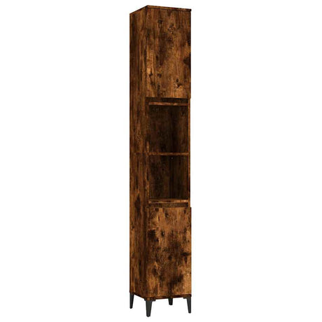 Vidaxl badkamerkast 30x30x190 cm bewerkt hout gerookt eikenkleurig