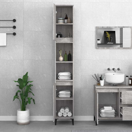 Vidaxl badkamerkast 30x30x190 cm bewerkt hout grijs sonoma eikenkleur