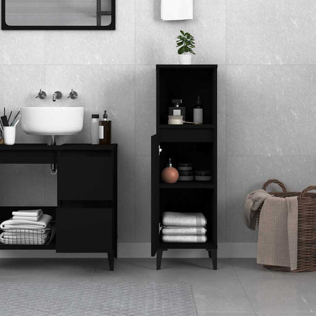 Vidaxl badkamerkast 30x30x100 cm bewerkt hout zwart