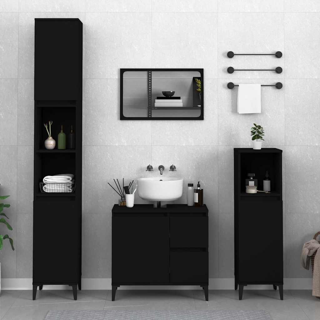 Vidaxl badkamerkast 30x30x100 cm bewerkt hout zwart
