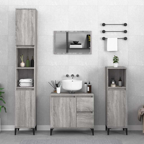 Vidaxl badkamerkast 30x30x100 cm bewerkt hout grijs sonoma eikenkleur