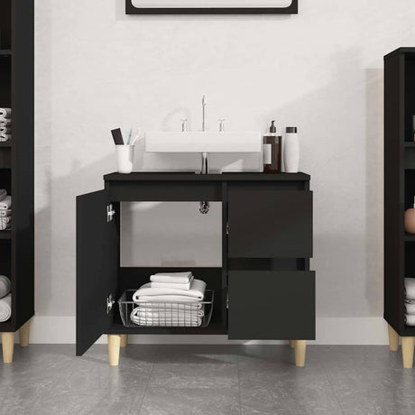 Vidaxl badkamerkast 65x33x60 cm bewerkt hout zwart