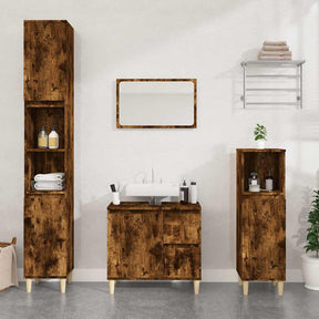 Vidaxl badkamerkast 65x33x60 cm bewerkt hout gerookt eikenkleurig