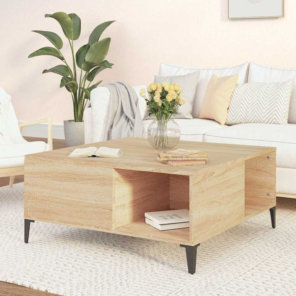 Vidaxl salontafel 80x80x36,5 cm bewerkt hout sonoma eikenkleurig