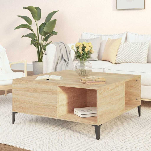 Vidaxl salontafel 80x80x36,5 cm bewerkt hout sonoma eikenkleurig
