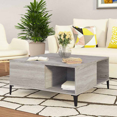 Vidaxl salontafel 80x80x36,5 cm bewerkt hout grijs sonoma eikenkleurig