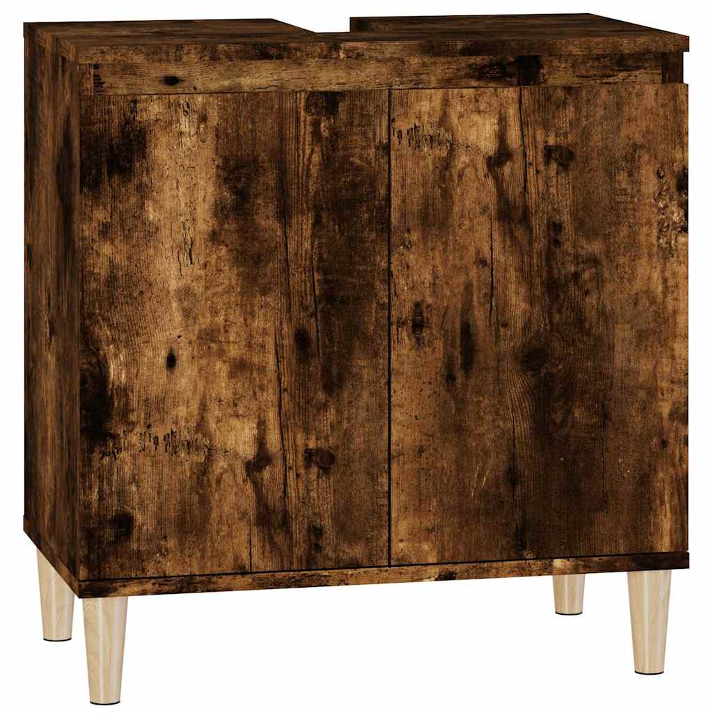Vidaxl wastafelkast 58x33x60 cm bewerkt hout gerookt eikenkleurig
