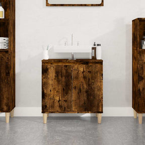 Vidaxl wastafelkast 58x33x60 cm bewerkt hout gerookt eikenkleurig