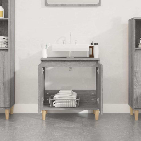 Vidaxl wastafelkast 58x33x60 cm bewerkt hout grijs sonoma eikenkleurig