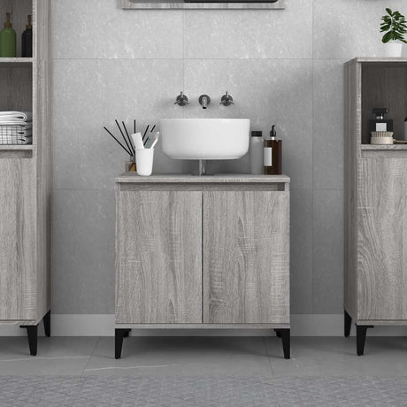 Vidaxl wastafelkast 58x33x60 cm bewerkt hout grijs sonoma eikenkleurig