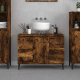 Vidaxl wastafelkast 80x33x60 cm bewerkt hout gerookt eikenkleurig