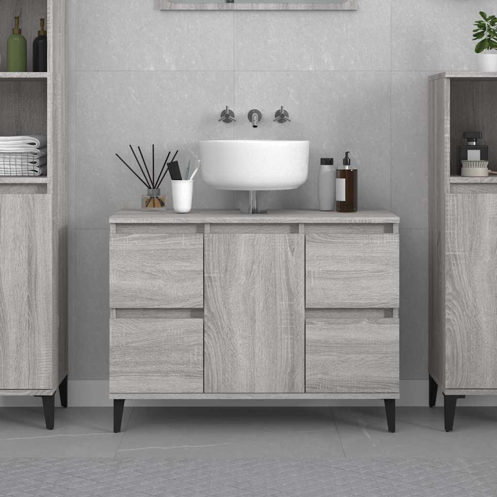 Vidaxl wastafelkast 80x33x60 cm bewerkt hout grijs sonoma eikenkleurig