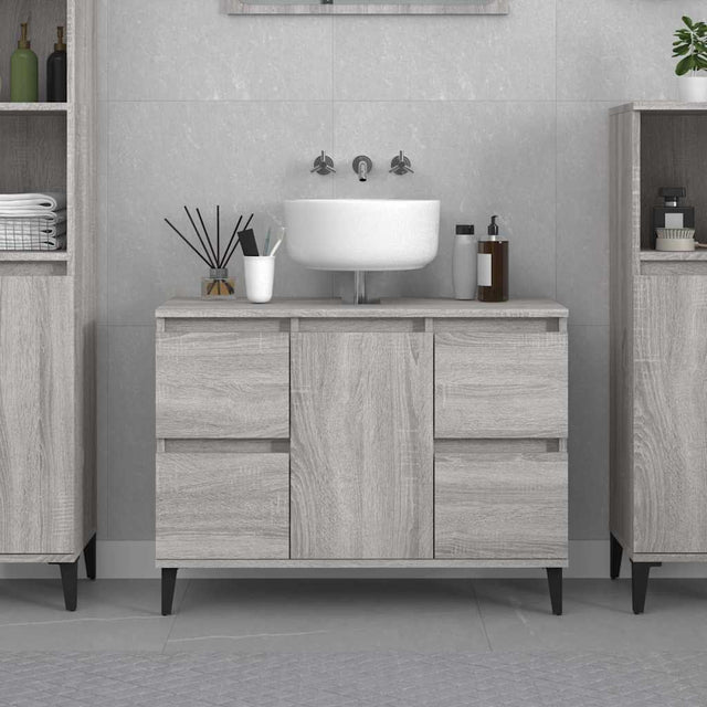 Vidaxl wastafelkast 80x33x60 cm bewerkt hout grijs sonoma eikenkleurig