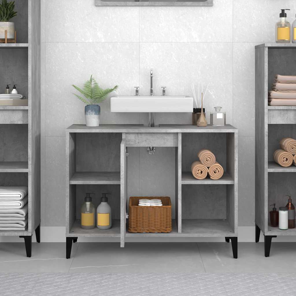 Vidaxl wastafelkast 80x33x60 cm bewerkt hout betongrijs