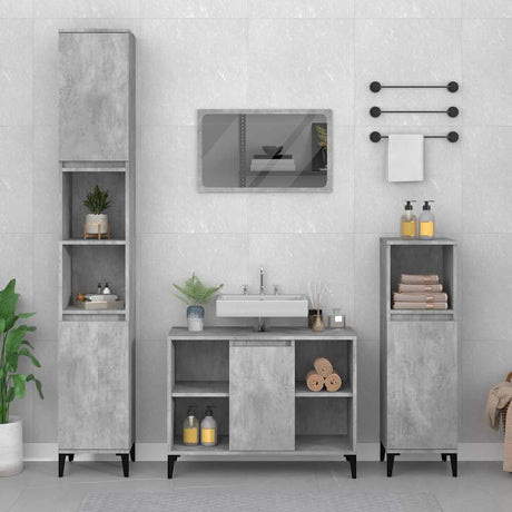 Vidaxl wastafelkast 80x33x60 cm bewerkt hout betongrijs