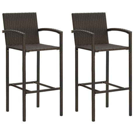 Vidaxl barkrukken 2 st poly rattan bruin
